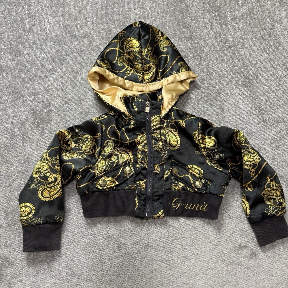Vintage Y2K G-unit Gold Black Jacket Toddler Girls All Over Print 24M